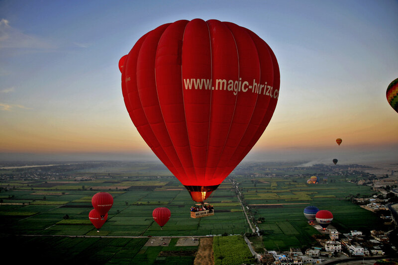 Hot Air Balloons over Fields