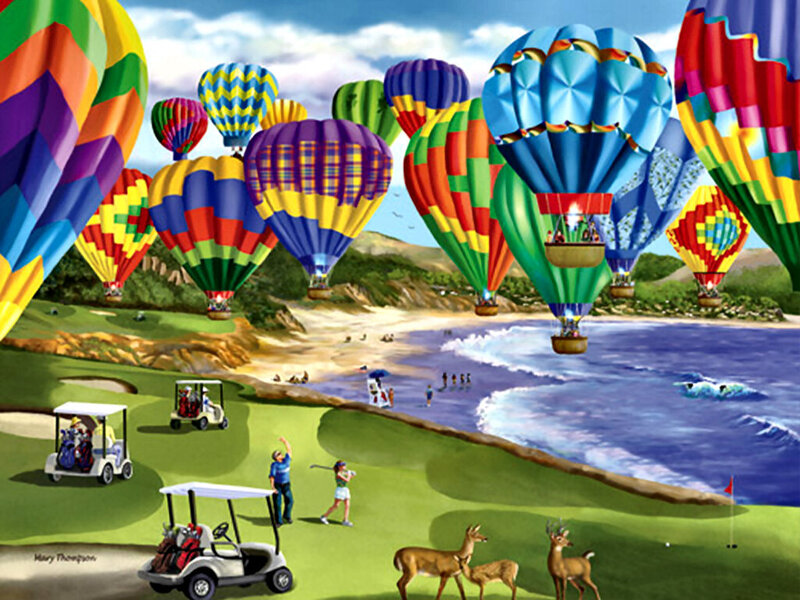 Hot Air Balloons over Golf Course