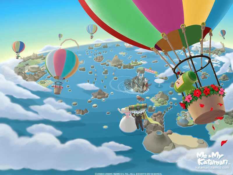 Hot air balloons over islands