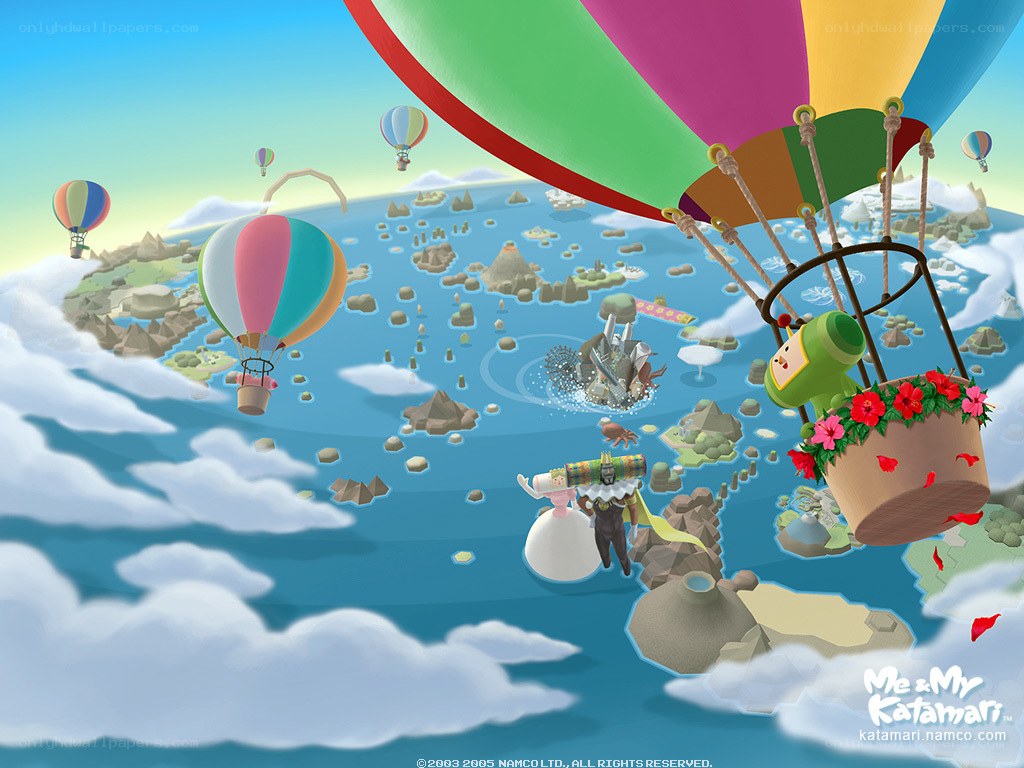 Hot air balloons over islands