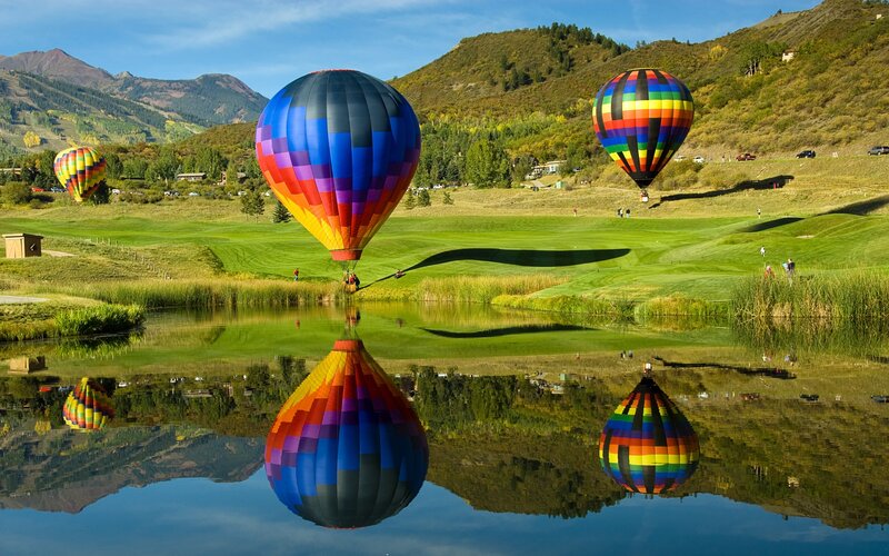 Hot Air Balloons over Pond