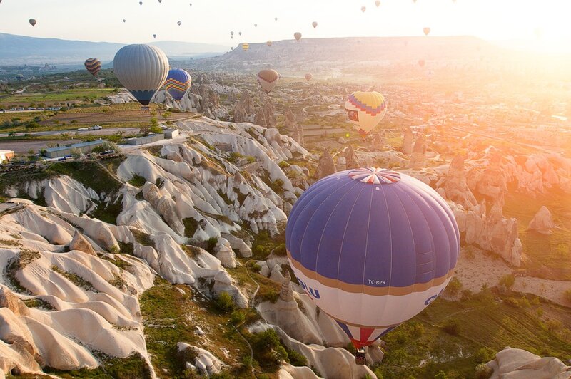 Hot Air Balloons over Rocks