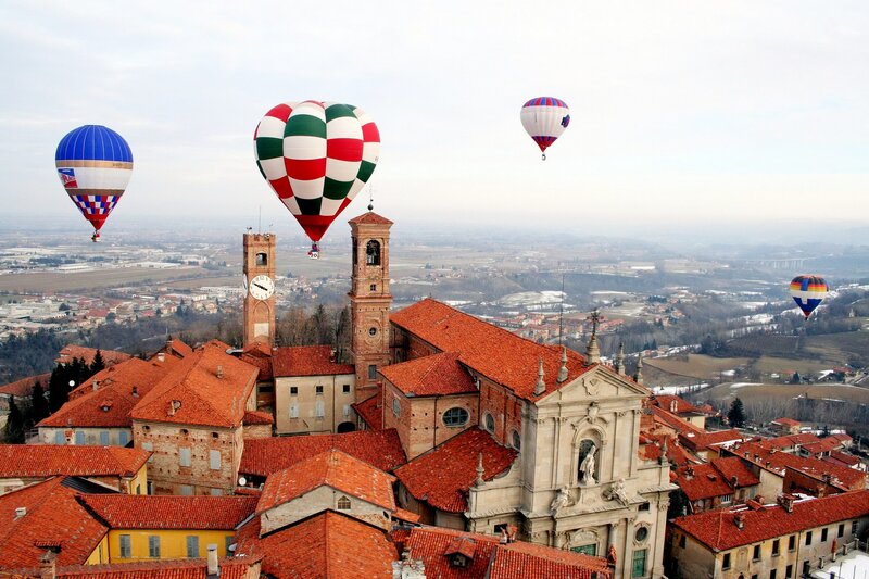 Hot Air Balloons over Town