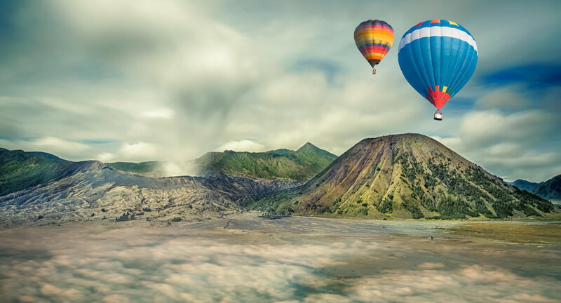 Hot Air Balloons over Volcano