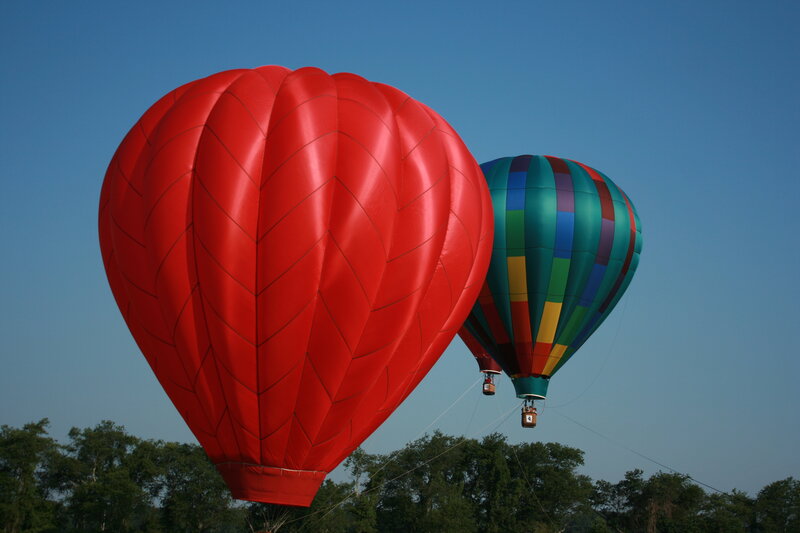 Hot Air Balloons — Red, Serene, Morning