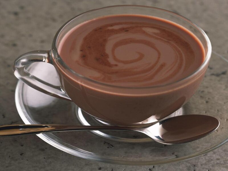 Hot chocolate in a glass cup