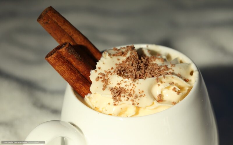 Hot Chocolate in Mug — White, Cozy, Photograph, Cinnamon Sticks