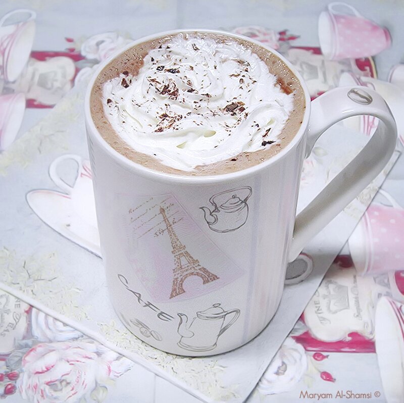 Hot Chocolate in Mug — White, Cozy, Photograph, Whipped Cream
