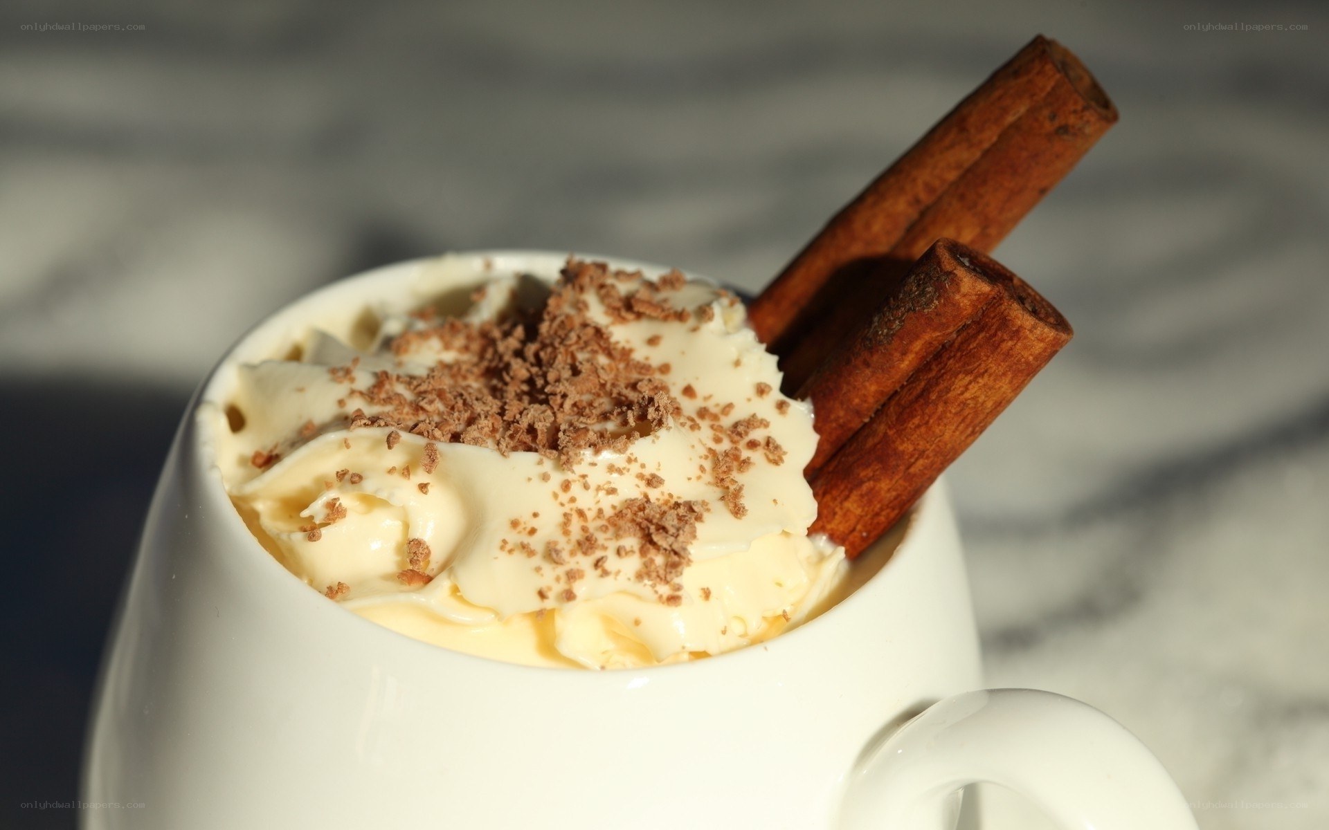 Hot chocolate with cinnamon sticks