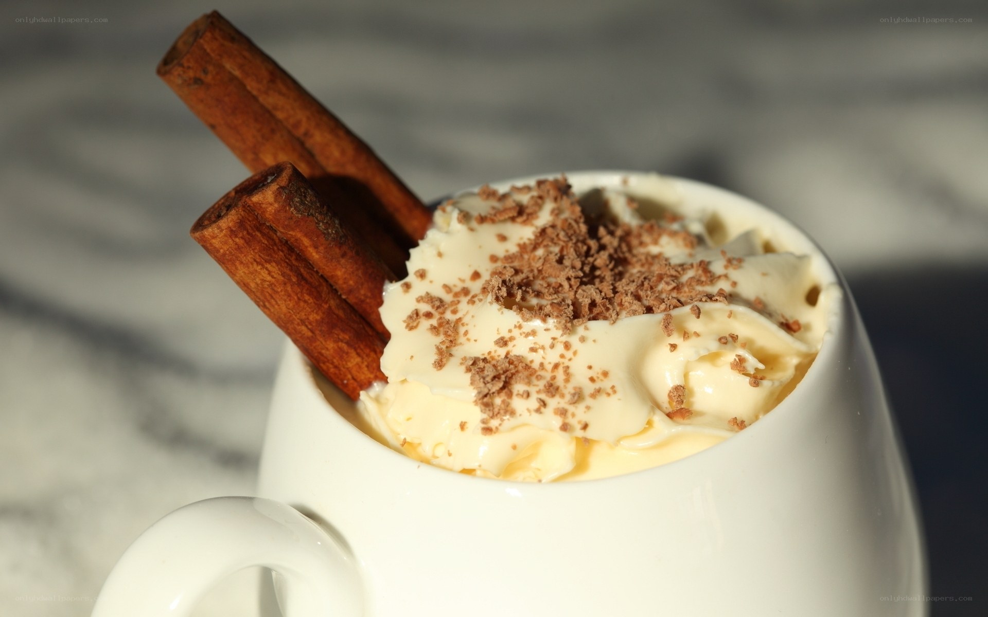 Hot chocolate with cinnamon sticks