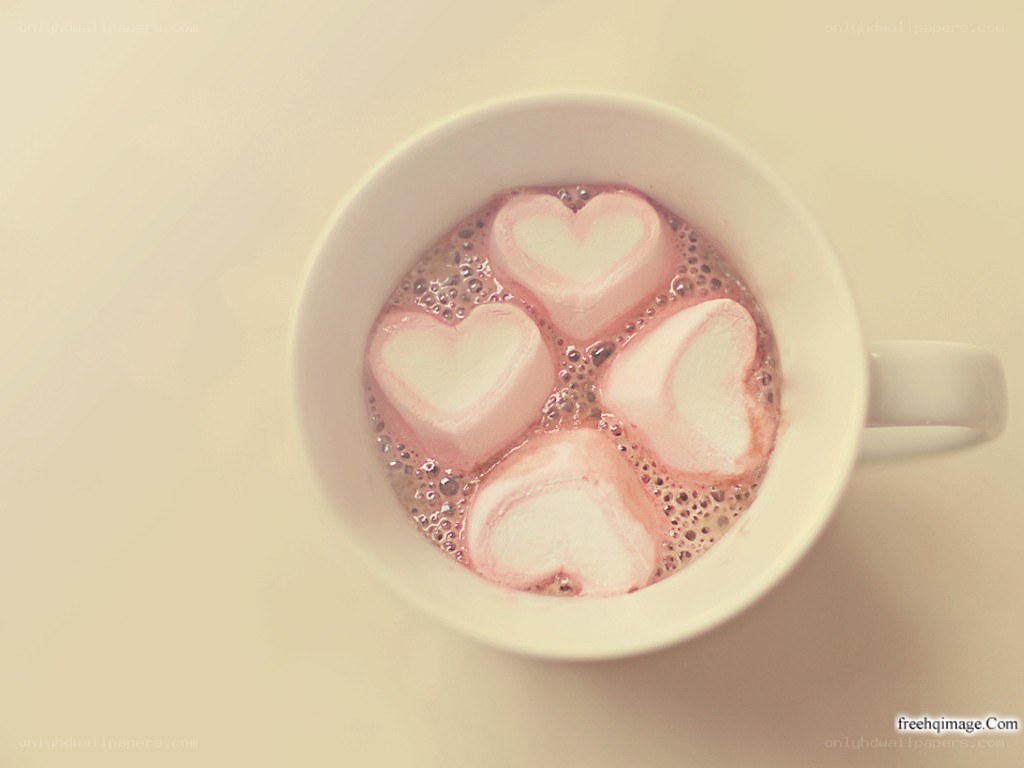 hot chocolate with heart marshmallows
