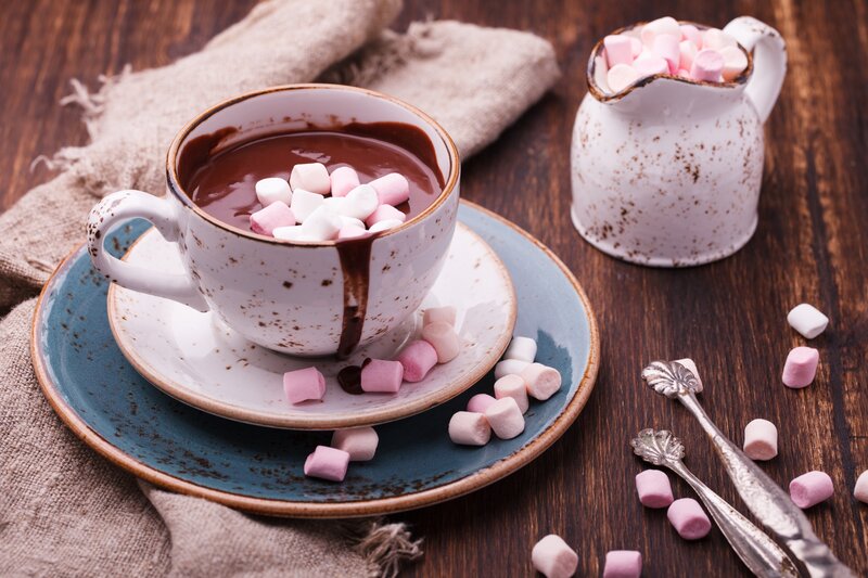 Hot Chocolate with Marshmallows — Brown, Cozy, Photograph, Ceramic Cup