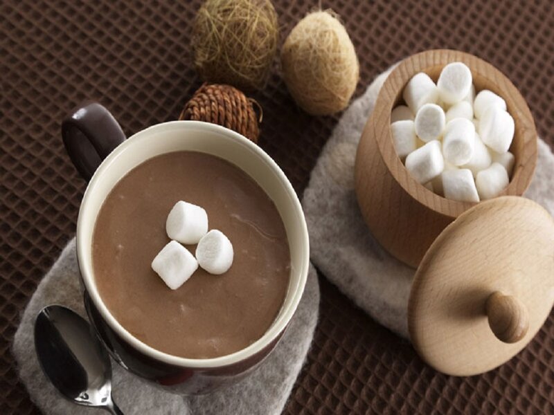 Hot Chocolate with Marshmallows — Brown, Cozy, Photograph, Spoon