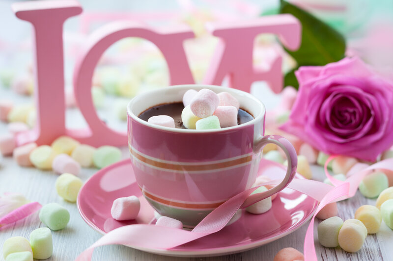 Hot Chocolate with Marshmallows — Pink, Romantic