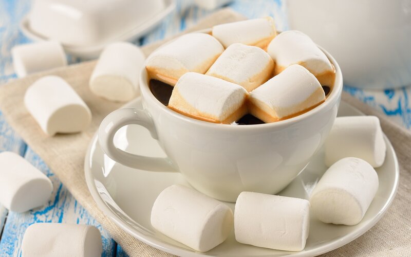 Hot Chocolate with Marshmallows — White, Cozy, Photograph, Cup