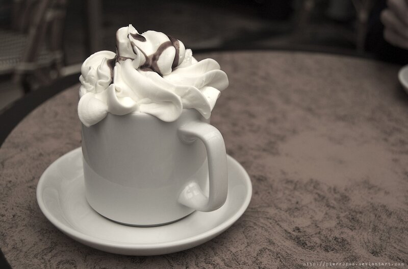 Hot Chocolate with Whipped Cream — White, Calm, Photograph, Whipped Cream
