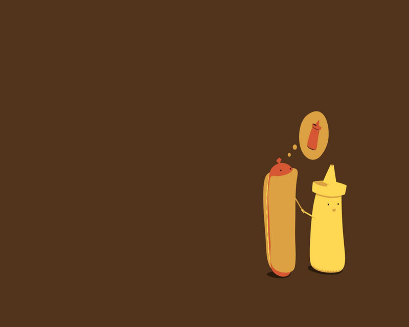 Hot Dog and Mustard Bottle — Brown, Calm