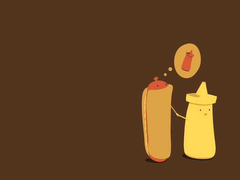 Hot Dog and Mustard Bottle — Brown