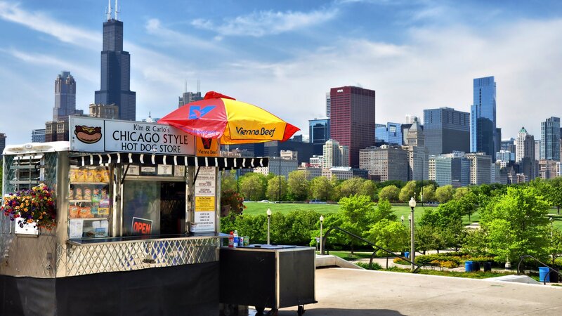 Hot Dog Cart in Park