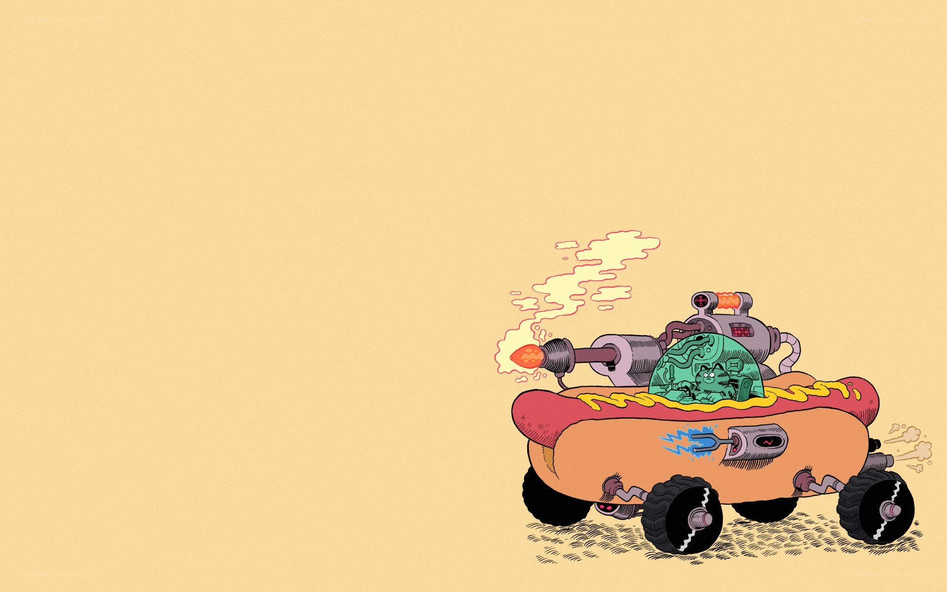 hot dog vehicle with cat