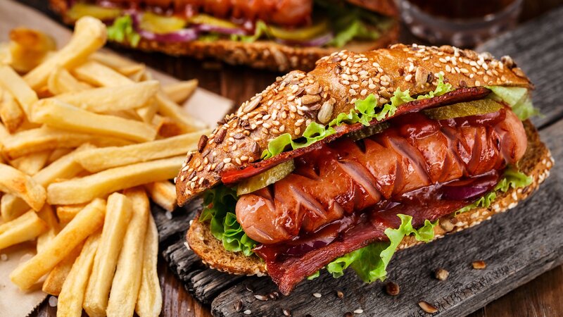 Hot Dog with Fries — Brown