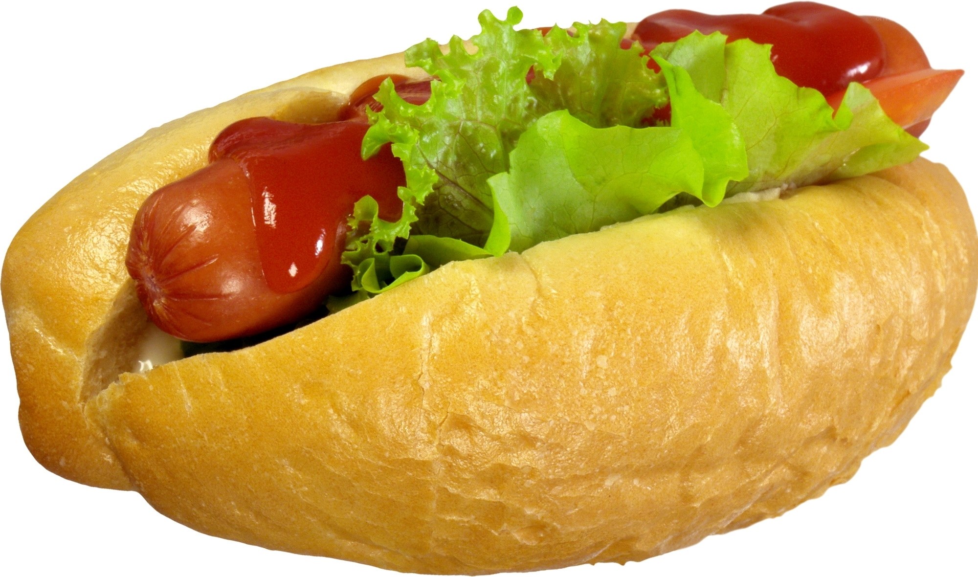 hot dog with ketchup and lettuce