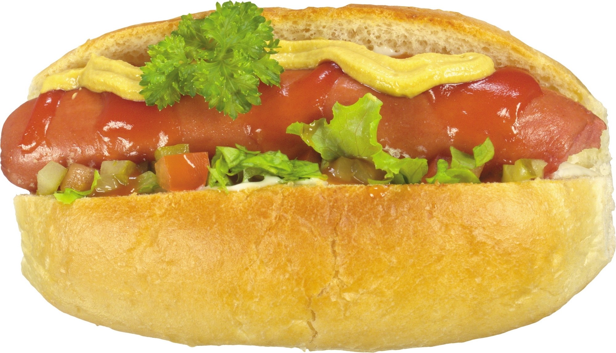 hot dog with toppings