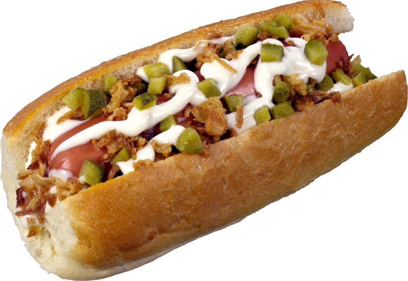 Hot Dog with Toppings — Brown