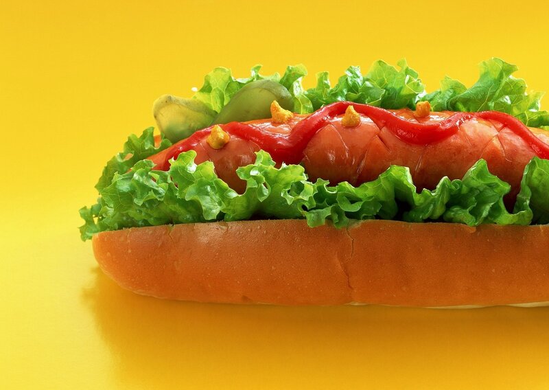hot dog with toppings