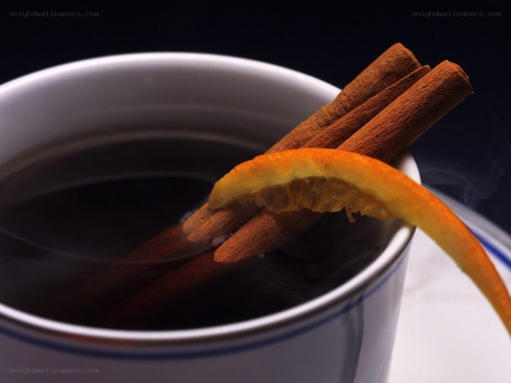 Hot drink with cinnamon and orange