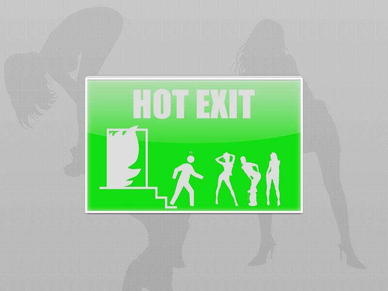 Hot Exit sign with silhouettes