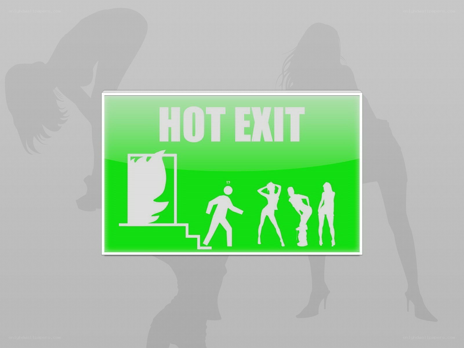 Hot Exit sign with silhouettes