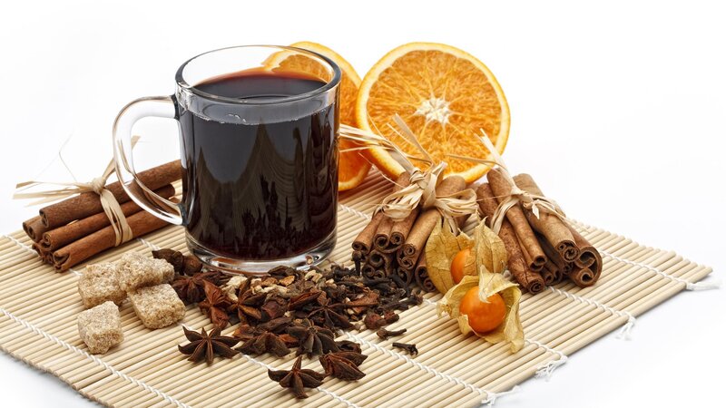Hot mulled wine with spices