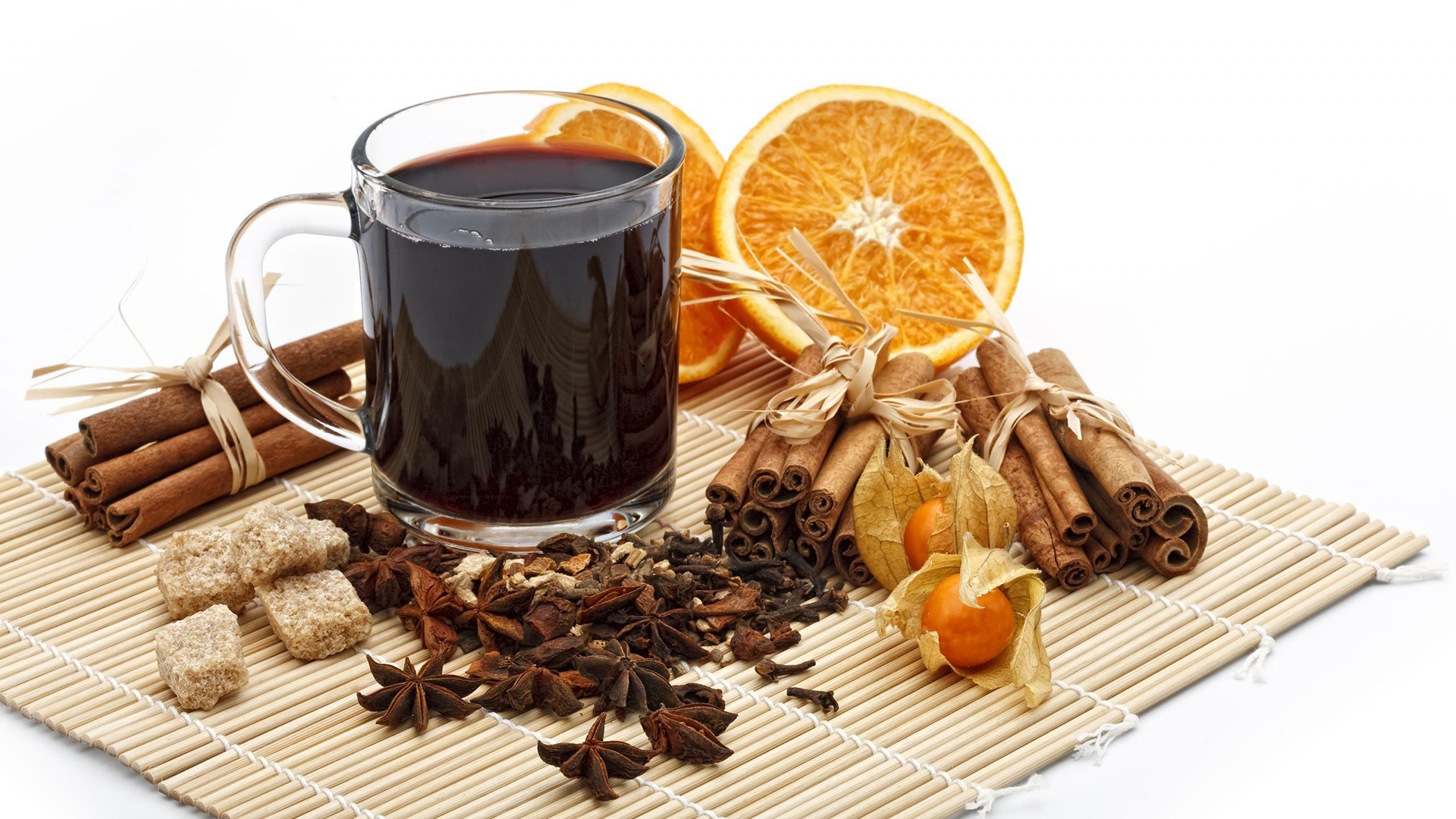 Hot mulled wine with spices