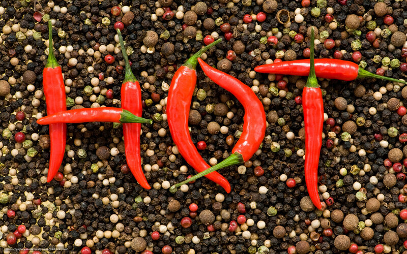 Hot peppers spelling hot