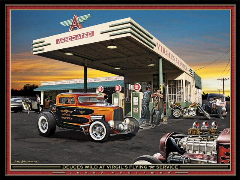 Hot Rod at Gas Station