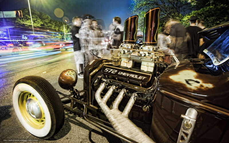 Hot rod at night car show