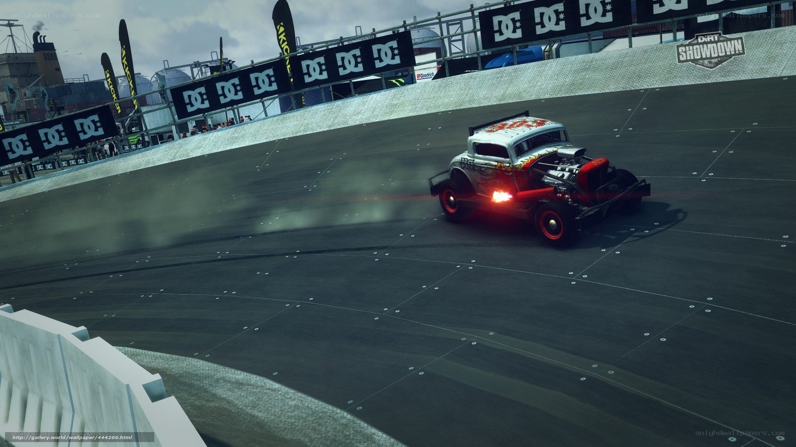 Hot rod drifting on track