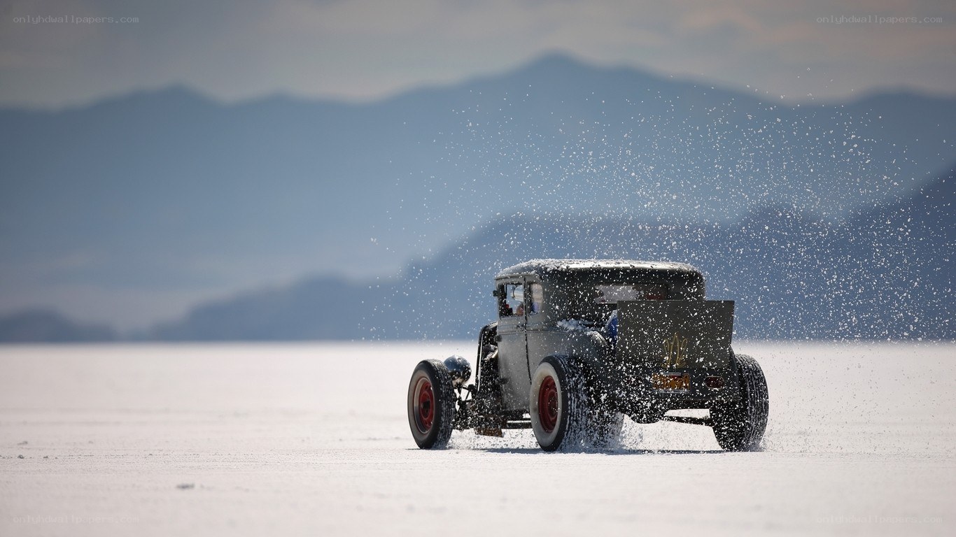 Hot rod on salt flat