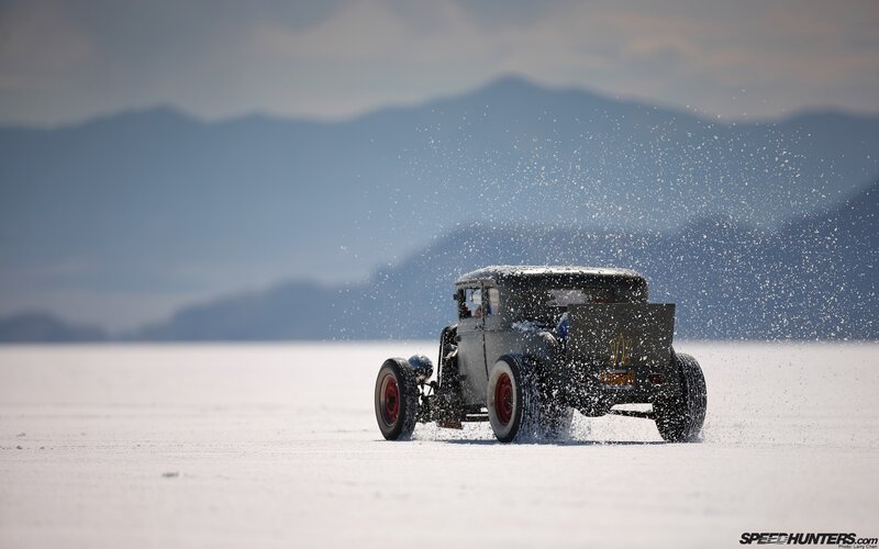 Hot rod on salt flat
