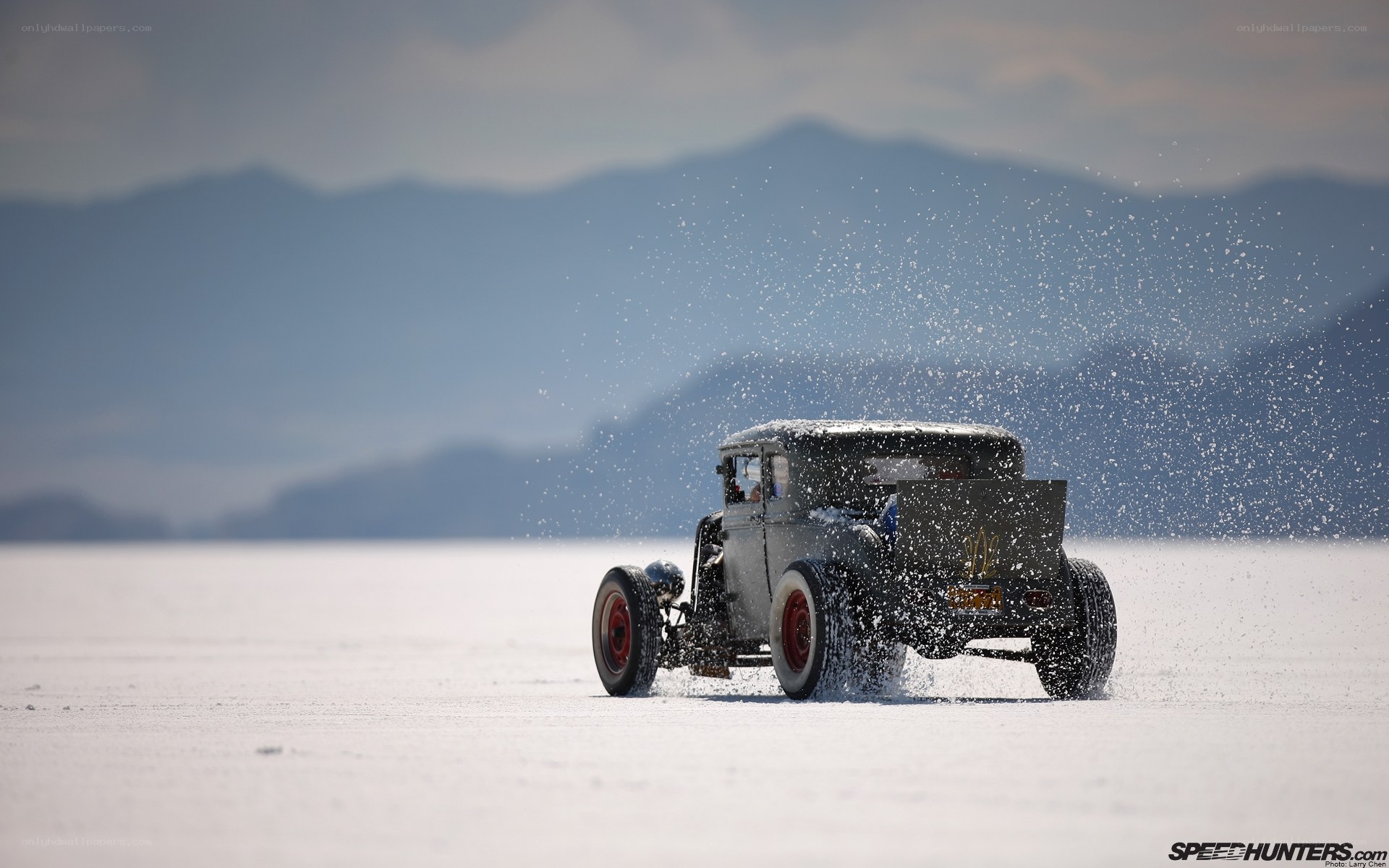 Hot rod on salt flat