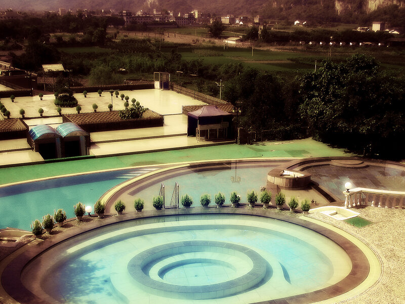 Hot spring resort with pools