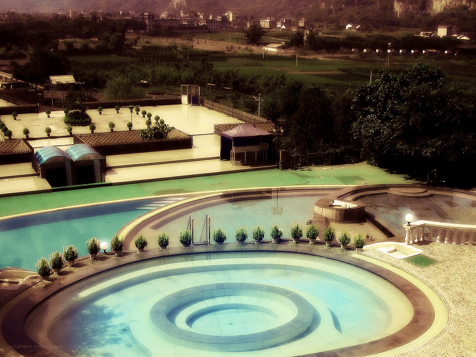 Hot spring resort with pools