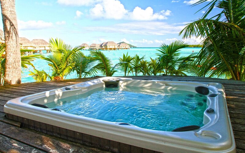 Hot Tub on Deck — Blue, Serene, Afternoon