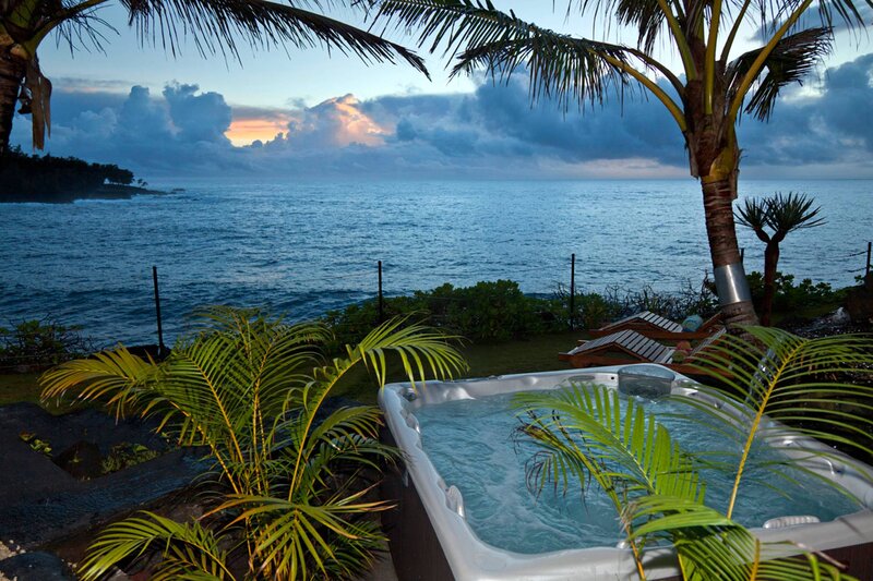 Hot Tub Overlooking Ocean — Blue