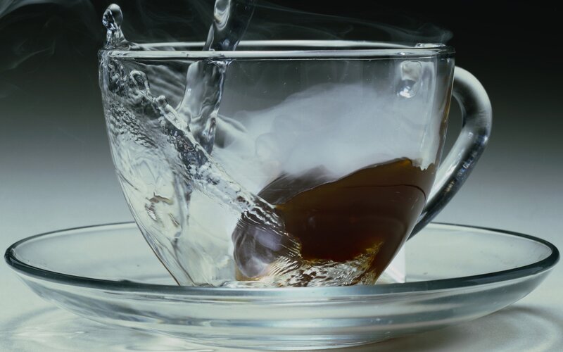 Hot water poured into a cup