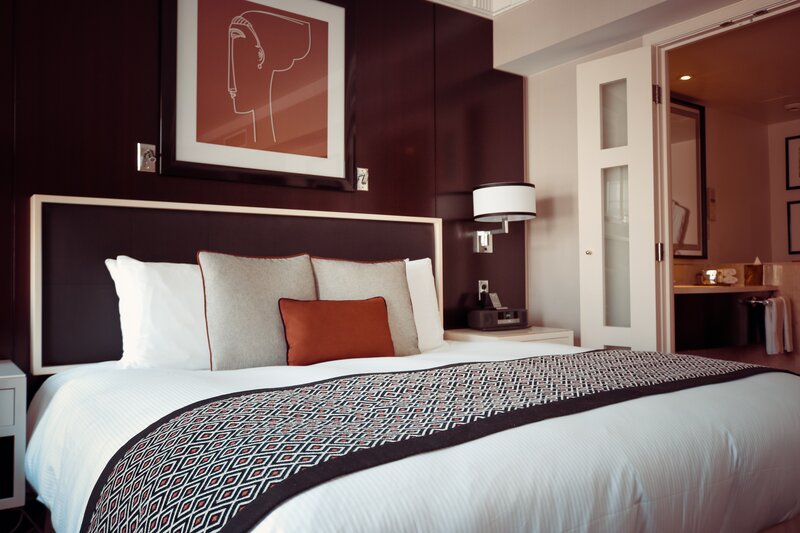 Hotel Bedroom Interior — Brown