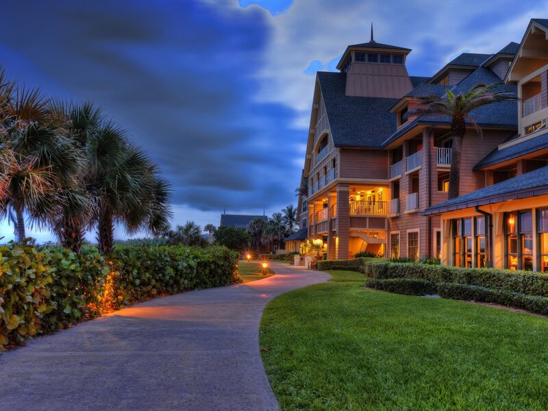 Hotel Building at Dusk — Blue, Serene