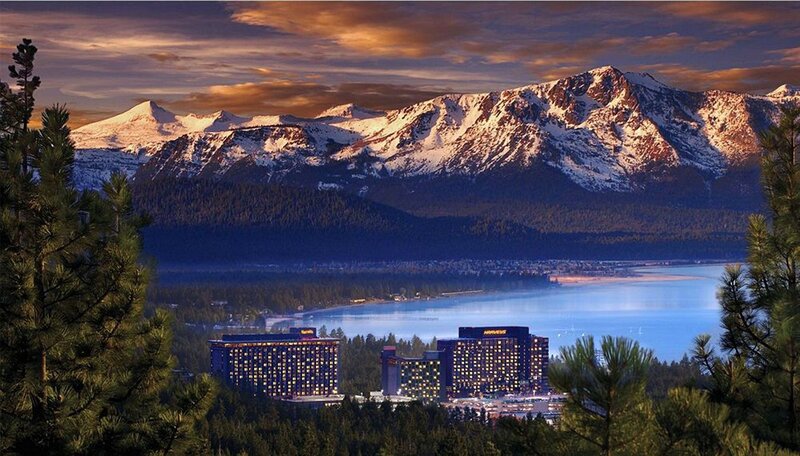 Hotel by Lake and Mountains
