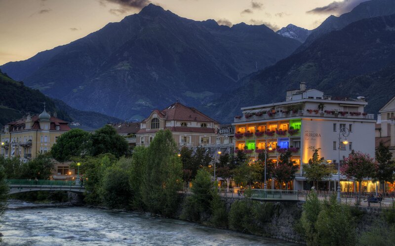 Hotel by River at Dusk